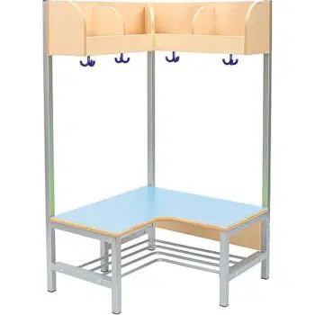 Kindergarten-Eckgarderobe Flexi 4 mit Gestell