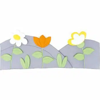 Wanddekoration - Wiese mit 3 Blumen - grau
