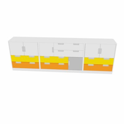 Möbelsatz Schrank M - weiß/grau/gelb/orange - Quadro 4-180°