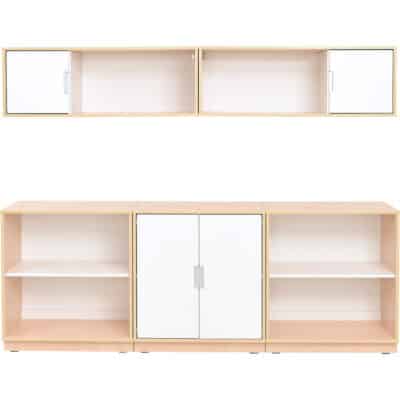 Möbelsatz Schrank M + Hängeregal - weiß - Quadro 15-180°