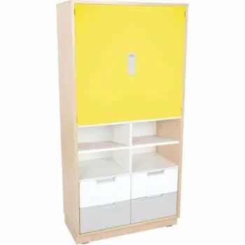 Schrank XL - Breite: 79 cm - Ahorn - weiß/grau/gelb (Quadro 58-180°)