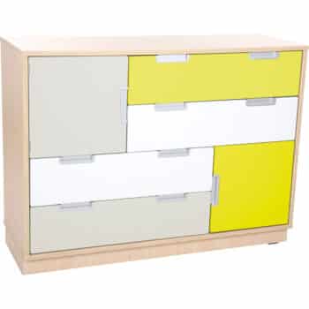 Asymmetrischer Schrank M - Breite: 116 cm - weiß/grau/limone (Quadro 61-180°)