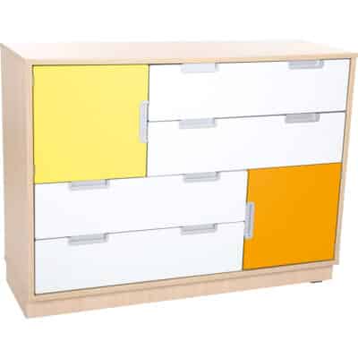Asymmetrischer Schrank M - Breite: 116 cm - weiß/gelb/orange (Quadro 62-180°)
