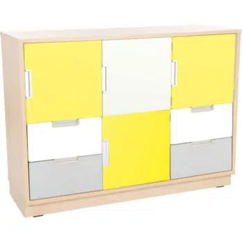 Schrank M mit 4 Türen und 4 Schubladen - Breite: 116 cm - Ahorn (Quadro 67-180°)