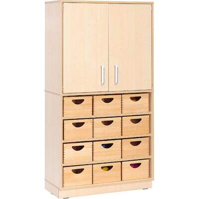 Kindergarten-Schrank - Höhe: 165 cm - auf Sockel + 12 Behälter (Flexi 27)