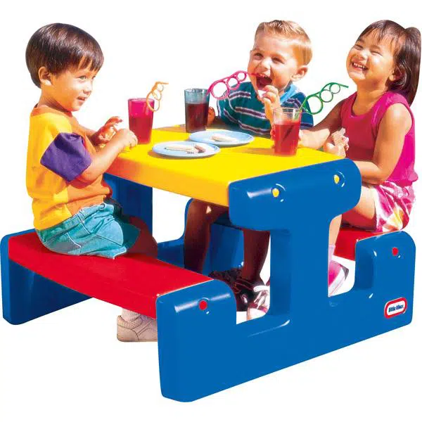 Picknicktisch - blau/rot/gelb 1