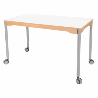 Tisch rechteckig 120x60 cm - mit Metallbeinen und Rädern