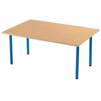 Tisch rechteckig 120x80 cm - mit geräuscharmer Platte mit Beinen aus Metall (farbig)
