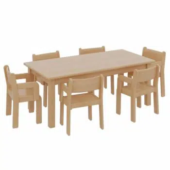 Rechtecktisch mit 6 TIM-Armlehnenstühlen