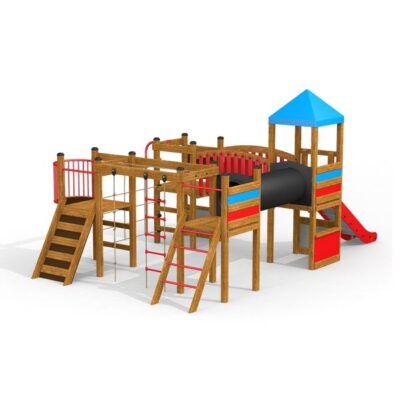 Tarzan Spielanlage mit Spielturm, Tunnel und Rutsche