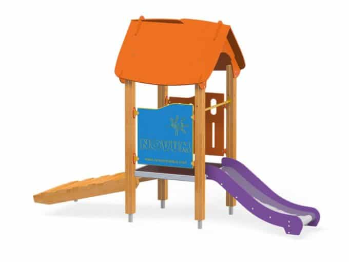Spielhaus Quadro Baby mit Steg und Rutsche von Novum Spielgeräte 6