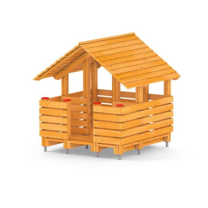 Holzspielhaus mit Vorbau von Novum Spielgeräte 1