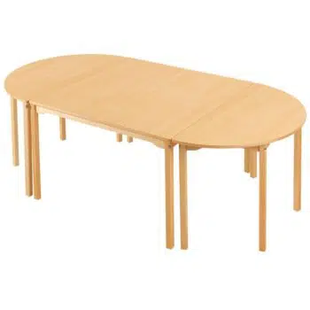 ovaler Besprechungstisch - 1 Tisch 120 x 120 cm + 2 halbrunde Tische