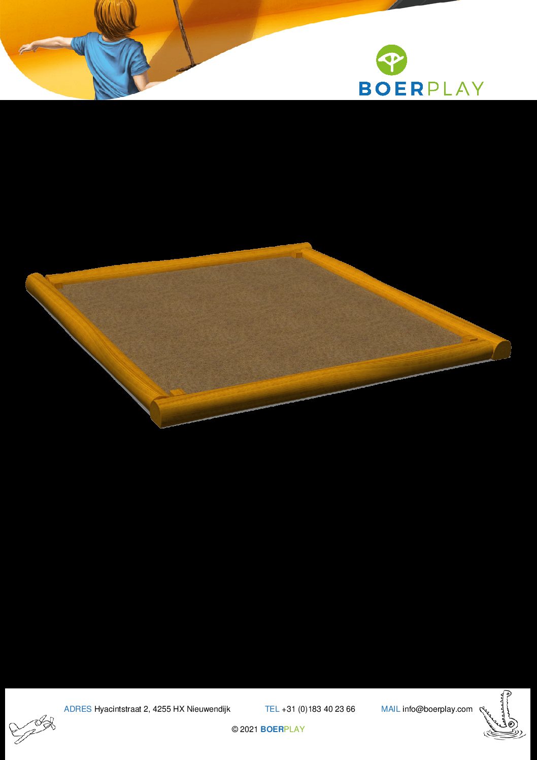 Sandkasten mit Deckel 2,5 x 2,5 cm aus Robinienholz von YALO Spielplatzgeräte 3