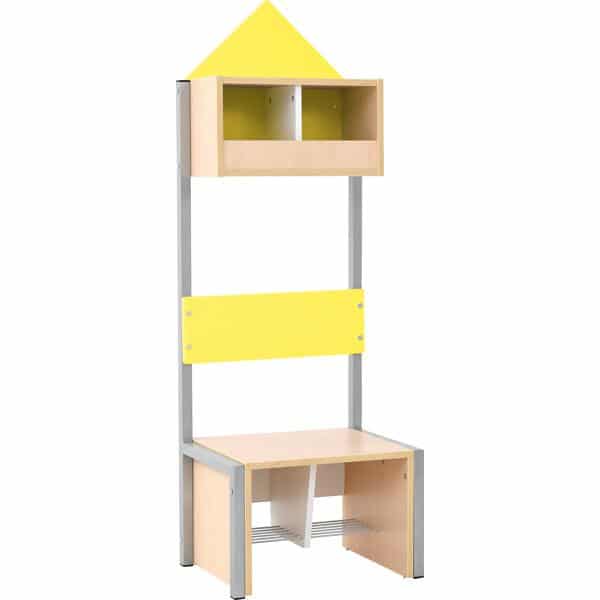 Garderobe Häuschen für 2 Kinder mit Gestell - Ahorn - gelb 1