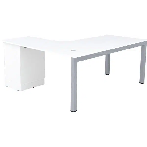 Grande L-Schreibtisch mit Metallbeinen - Sitzplatz rechts - Weiß 2