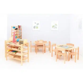 Tisch Flexi - HPL Buche inkl. Stühlen - Sitzhöhe: 26 cm
