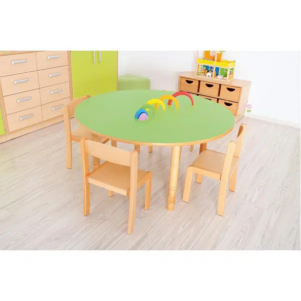 Tisch Flexi - HPL Grün Höhenverstellbar inkl. Stühlen - Sitzhöhe: 26 cm 1