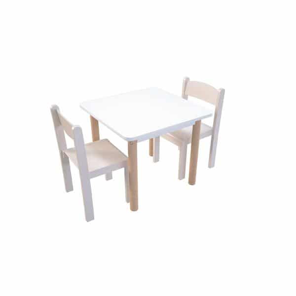 Spieleckentisch mit 2 Stühlen Philip (weiß gebeizt) - Sitzhöhe: 31 cm 1