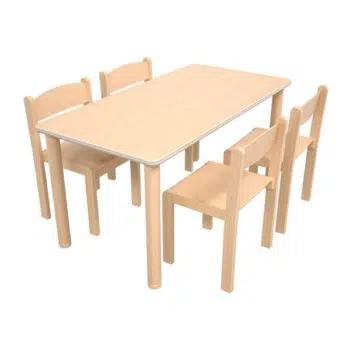 Tisch Flexi 120x60 cm HPL Buche mit Stühlen Philip - Sitzhöhe: 35 cm