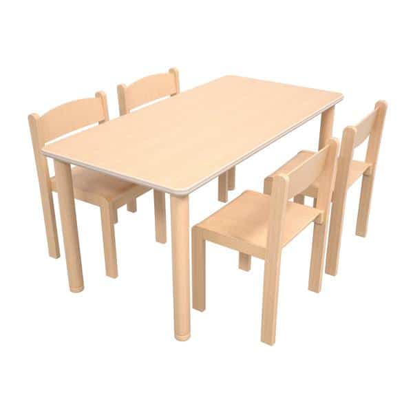 Tisch Flexi 120x60 cm HPL Buche mit Stühlen Philip - Sitzhöhe: 35 cm 1