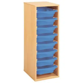 Regal mit Melaminbeschichtung mit 8 Behälter auf Schienen - Höhe: 102 cm - Länge: 36 cm