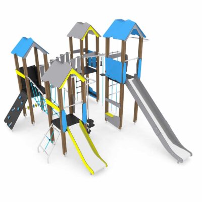 Spielturmanlage mit 4 Türmen und 2 Rutschen WOODEN WD1412 von Vinci Play