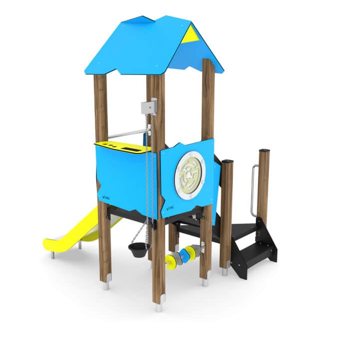 U3-Spielturm mit Rutsche, Podest und Sandaufzug WOODEN WD1501 von Vinci Play 2