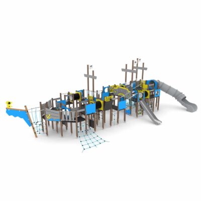 Spielanlage Piratenschiff mit Röhrenrutsche WOODEN WD1418-1 von Vinci Play