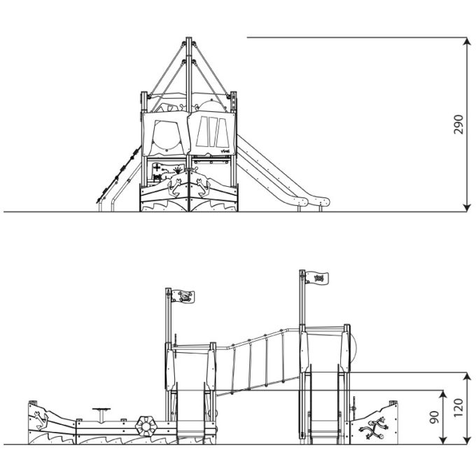 Großes Spielschiff mit 2 Rutschen WOODEN WD1415 von Vinci Play 8