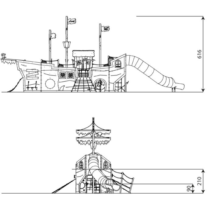 Großes Piratenschiff mit Röhrenrutsche CROOC 0330 von Vinci Play 4