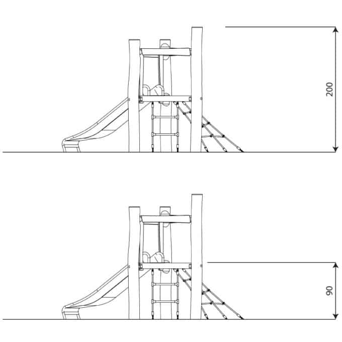 Spielturm aus Akazienholz mit Rutsche und 2 Aufstiegen - ROBINIA RB1334 von Vinci Play 5