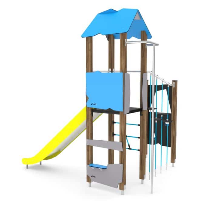 Spielturm mit Rutsche und Kletter-Hangelanlage WOODEN WD1405 von Vinci Play 2
