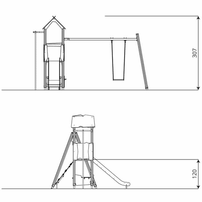 Spielturm mit Rutsche, Kletteraufstieg und Schaukel WOODEN WD1438 von Vinci Play 8