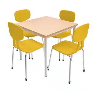 Tisch MILA 80x80 cm mit Stühlen Colores gelb