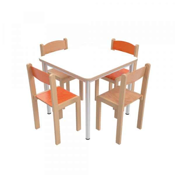 Tisch MILA HPL-weiß 70x70 mit Stühlen Philip - orange-buche - Sitzhöhe: 38 cm 1