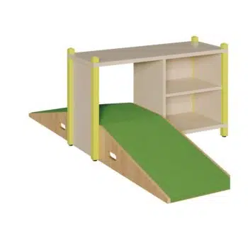 Krabbelschrank mit Regal und Rampen
