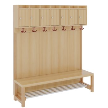 Komplettgarderobe mit Ablage & Türen - Stütze mit Paneelrückwand & Aluminiumrost