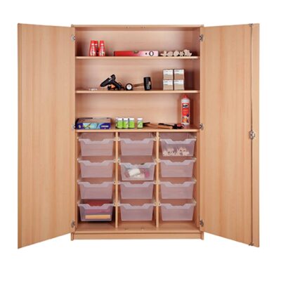 Werkschrank mit 12 hohen ErgoTray-Boxen
