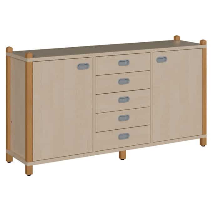 Raumteilerschrank mit 2 Türen und Schüben 1