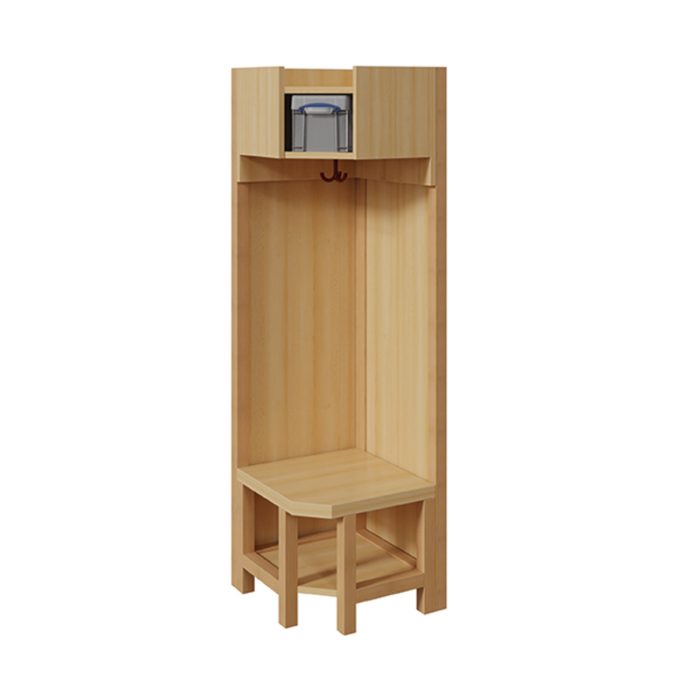 Innenecke-Garderobe mit Boxen komplett - Stütze mit Paneelrückwand 1