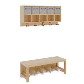 Komplettgarderobe mit Doppelablage & Boxen – Aluminiumrost ohne Stütze