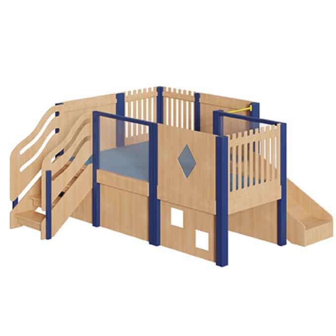 Kleine Spielburg mit Plattform, Rutsche und Treppe 1