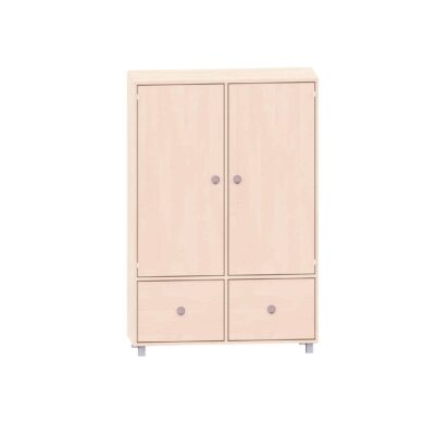 Schrank mit 2 Böden, oben 2 Türen und unten rechts und links Schubkästen