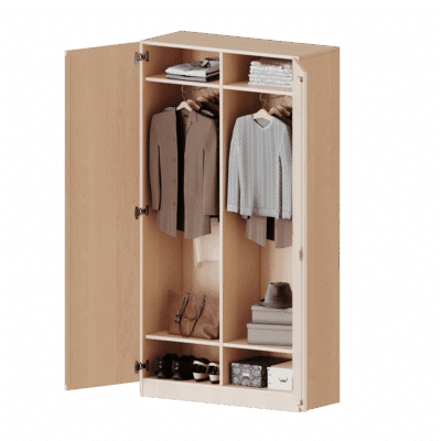 Garderobenschrank mit Spiegel und Garderobenstange, beide Seiten Garderobe - Serie evo180