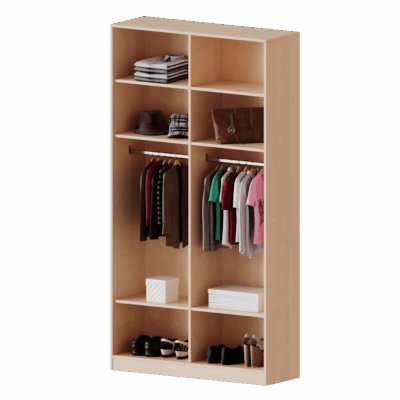Garderobenregal mit Mittelwand und 2 Garderobenstangen, 6 Ordnerhöhen - Serie evo180