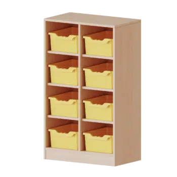 Taschenregal, 3 Ordnerhöhen - 8 halbhohe Fächer mit ErgoTray-Boxen - Serie evo180