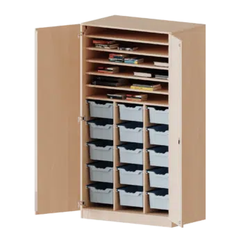 Bastelschrank 2-türig mit 15 hohen ErgoTray Boxen, zweiteilig- Serie evo180