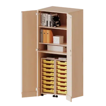 Garagenschrank, 2 Container mit je 8 flachen ErgoTray Boxen - Serie evo180