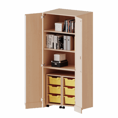 Garagenschrank, 2 Container mit je 3 hohen ErgoTray Boxen - Serie evo180